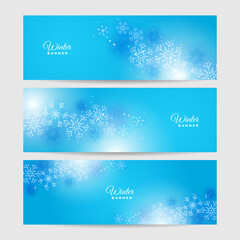 Fototapeta na wymiar Winter background Blue Snowflake design template banner