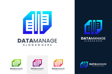 Data management logo design template vector. Minimalist logo made in linear style
