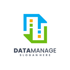 Data management logo design template vector. Minimalist logo made in linear style
