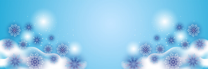 Melt Snowy christmas Blue Snowflake design template banner