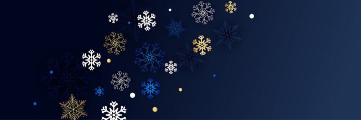 Winter Dark Blue Snowflake design template banner
