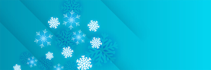 Winter background Blue Snowflake design template banner