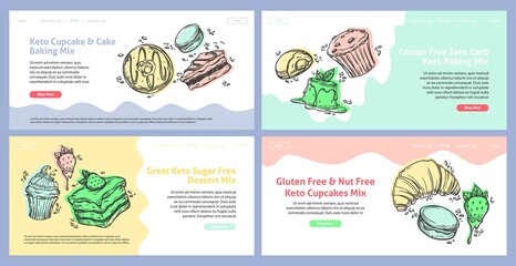 Fototapeta premium Keto baking mix, cake at web page concept set