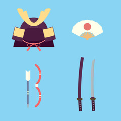 シンプルでかわいい兜のイラストセット