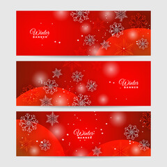 Bright snow red Snowflake design template banner