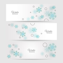 Snowy clear white Snowflake design template banner