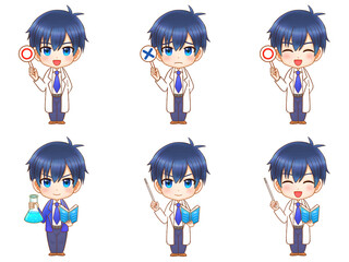 白衣を着た科学者の男の子＿ちびキャラ