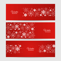 Winter red blood Snowflake design template banner