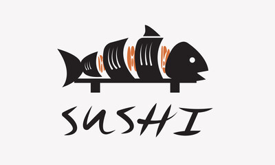 Sushi logo, fish, rolls