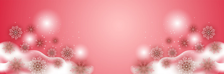 Melt Snowy christmas pink Snowflake design template banner