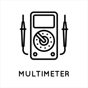 Digital multimeter line icon, tester, measuring instrument in simple style isolated on white background. Measurement of current, resistance, voltage. Vector 