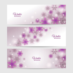 christmas snow purple grey Snowflake design template banner