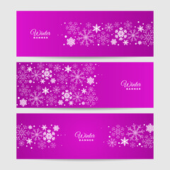 Christmas Winter purple Snowflake design template banner