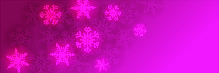 Naklejka na ściany i meble Bright snow purple Snowflake design template banner