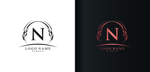Abstract letter N logo design, luxury style letter logo, text N icon vector design
