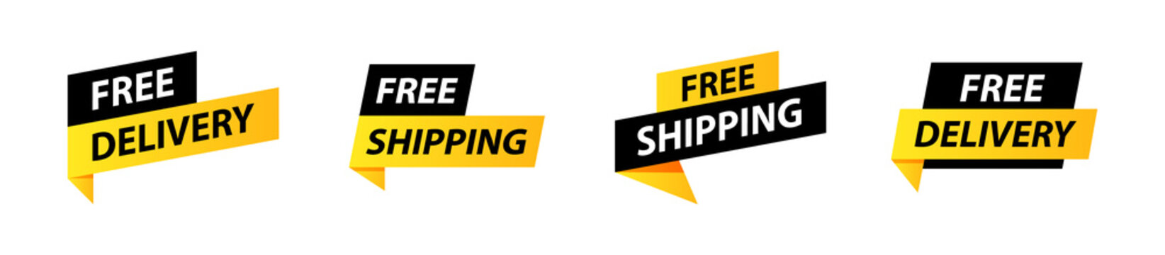 Free delivery or free shipping labels. Banner template. Vector illustration.