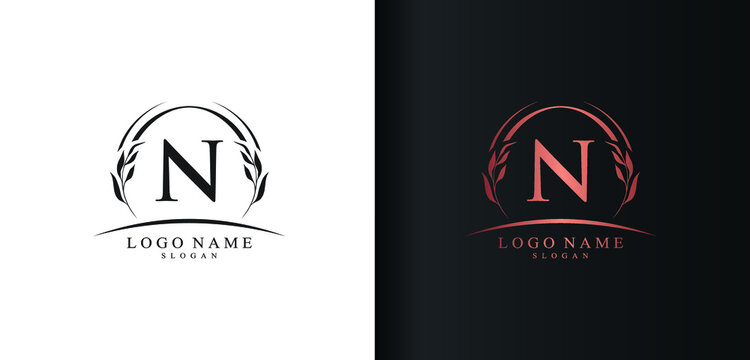 Abstract letter N logo design, luxury style letter logo, text N icon vector design
