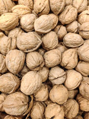 Vertical full frame of walnuts