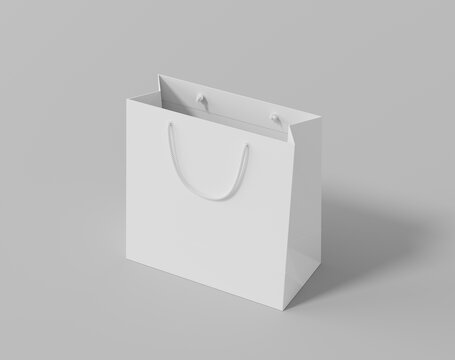 Empty  shopping bag for branding, white paper bag
