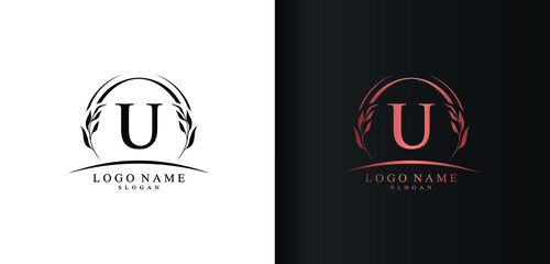 Abstract letter U logo design, luxury style letter logo, text U icon vector design