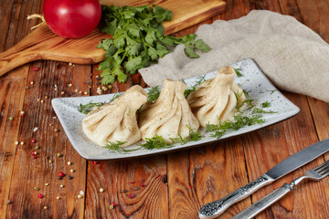Traditional dish of Georgian cuisine - khinkali
