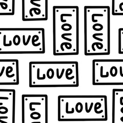 Seamless pattern with a sign with the inscription love. Vector illustration. Design for Valentines day