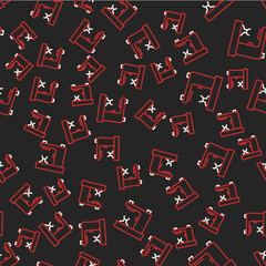 Line Coffee machine icon isolated seamless pattern on black background. Vector