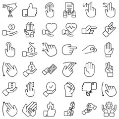 Allhandgestures Flat Icon Set Isolated On White Background