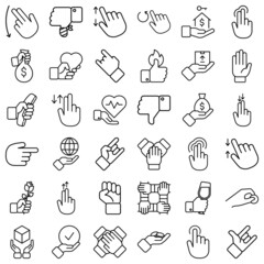 Allhandgestures Flat Icon Set Isolated On White Background