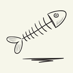 Fish skeleton. Hand drawn vector illustration.