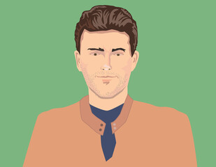 flat portrait avatar of a man, vector illustration