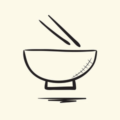 Plate of asian food. Hand drawn vector illustration.