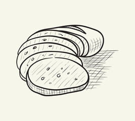 Sliced bread. Hand drawn vector illustration.