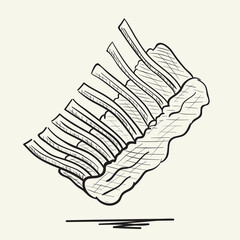 Pork ribs. Hand drawn vector illustration.