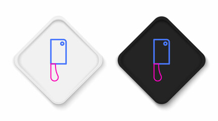 Line Meat chopper icon isolated on white background. Kitchen knife for meat. Butcher knife. Colorful outline concept. Vector