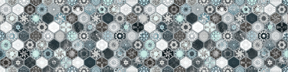 Blue retro honeycomb pattern background	
