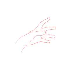 Line art sketch of an outstretching hand in an upright position