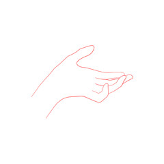 Line art sketch of a relaxed hand in a horizontal position