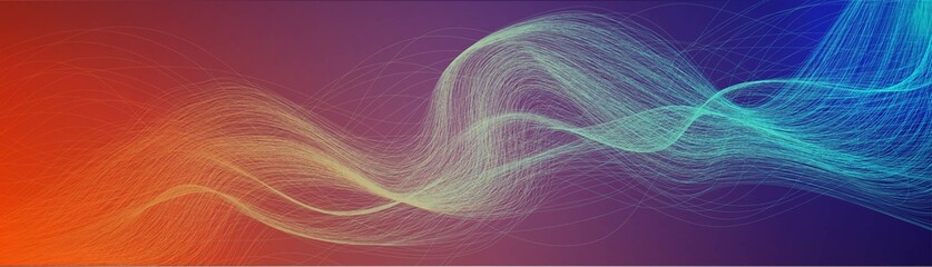 Naklejka premium Vector abstract background. Neon thread connection design. The pattern is a gradient wave of lines. LED strip. Glow texture, northern lights. Fire and ice. Banner for social networks, technologies