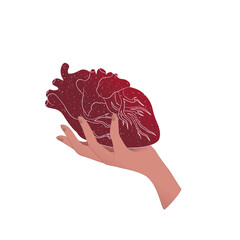 A woman's hand holds the heart