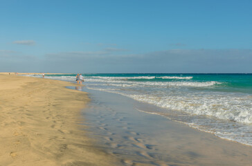 Fototapeta na wymiar Beach at Morro Jable, Fuertoventura