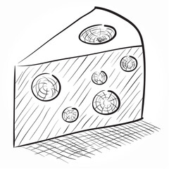 Hand-drawn vector drawing of a cheese