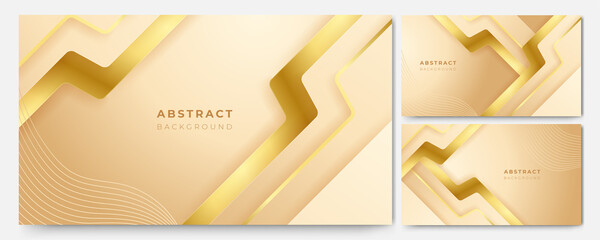 Set of black and shiny gold abstract background with modern luxury concept