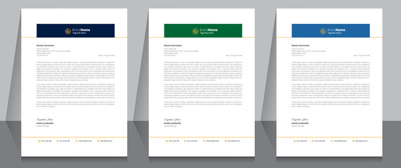 Letterhead format template, business style letterhead template design.