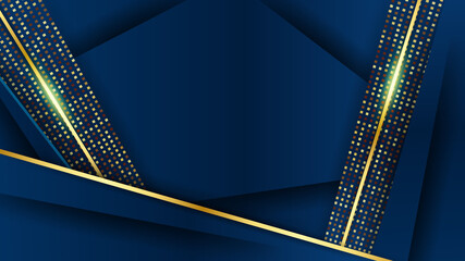 Naklejka premium Luxury blue gold background. Elegant business presentation banner. Vector illustration.