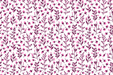 Motif botanique sans couture en rose, violet et blanc.
