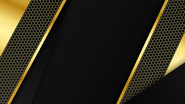 Luxury black gold abstract 3D background. Presentation background. Vector illustration