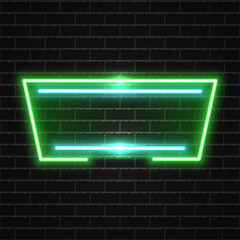 Futuristic Neon frame border on dark wall.