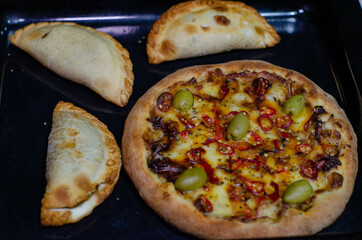 pizza and empanadas