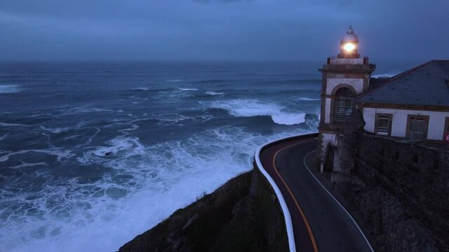 View of the Luarca lighthouse in Asturias.